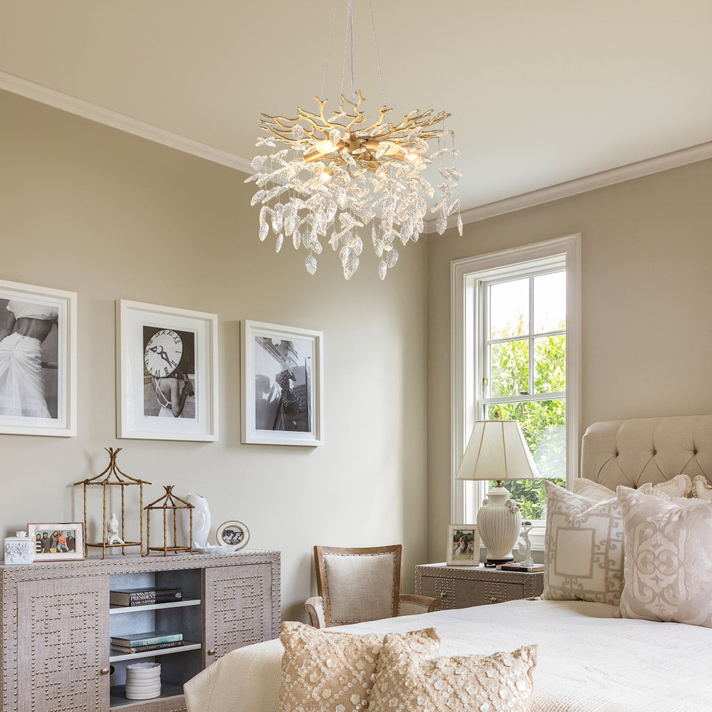 6-Light Chandelier Crystal Ceiling Lamp - Gold Finish