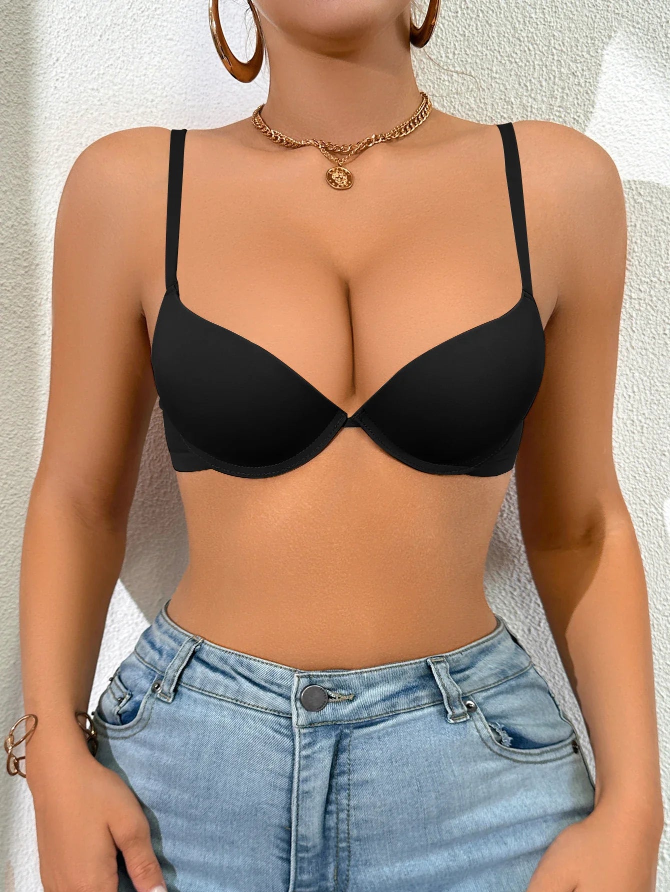 Everyday Women's Bra B C Cup Push up Bra Solid Color Basic Underwire Bra for Woman Minimalist Lingerie Comfortable Bra
