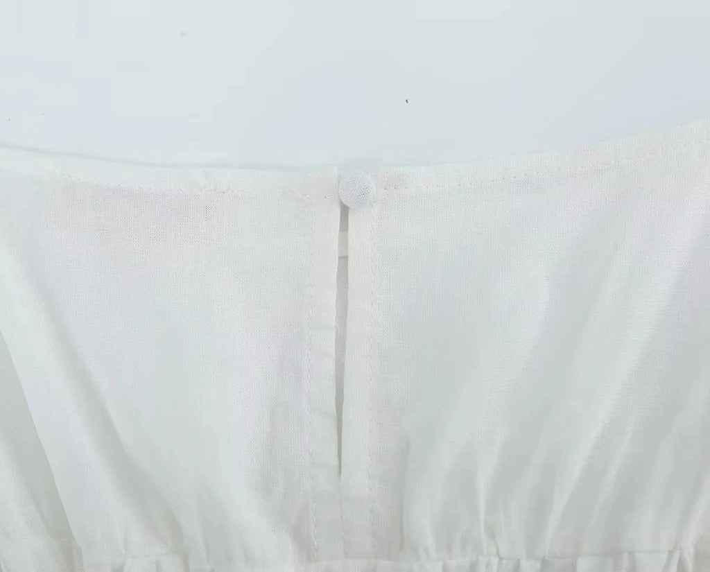 Foridol White Summer Linen Women Blouse Off Shoulder Lantern Sleeve Short Blouse Top 2025 Spring Smocked Pelpum Top New