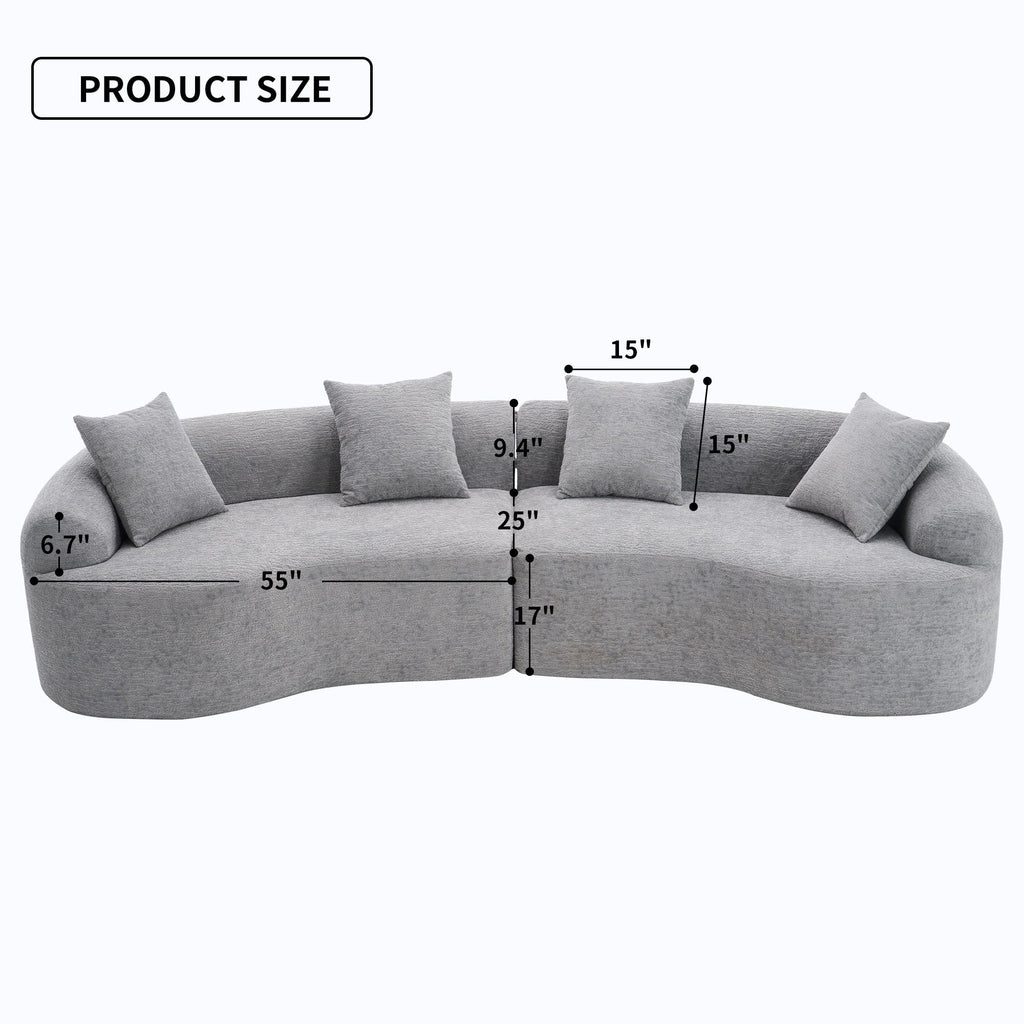 4 Seater Sofa With Fabric, 30D, 60 Hardness Full Sponge, 4 Pillow For Living Room, Home Furniture Sleeper Sectional Sofa For Apartment