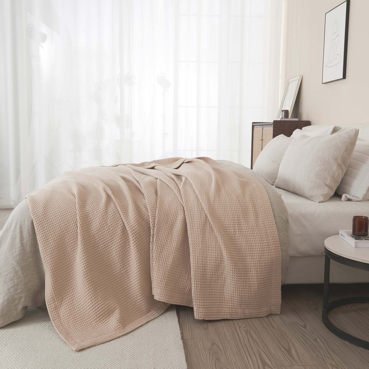 100% Cotton Waffle Weave Blanket - Mikala Collection