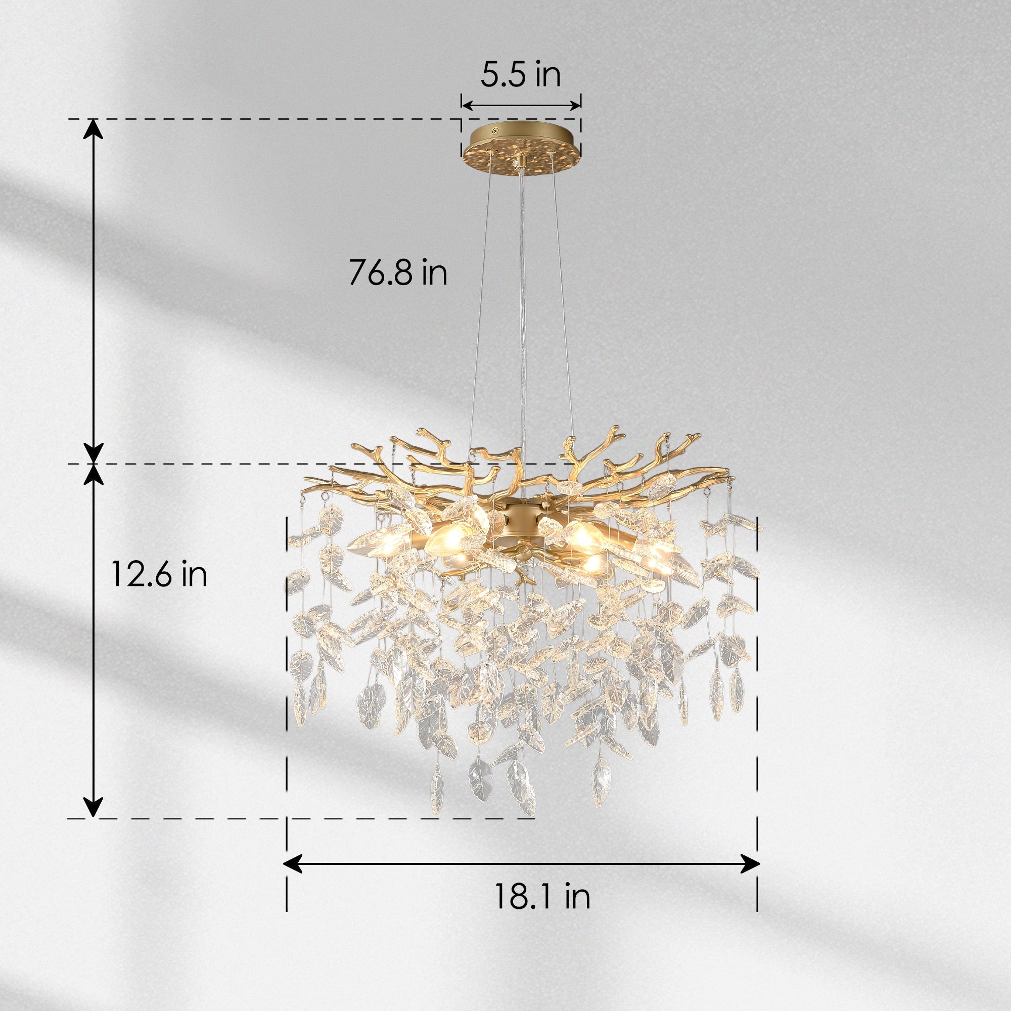 6-Light Chandelier Crystal Ceiling Lamp - Gold Finish