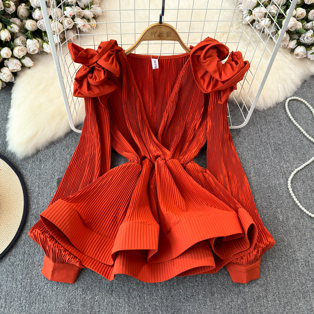 Ruffled-waist Blouse For Women Niche Style
